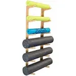 Foam Roller Yoga Mat Rack - Ultra Fitness Gear Yoga Mat Storage Shelf with Mounting Hardware/Bamboo Construction (Incline)