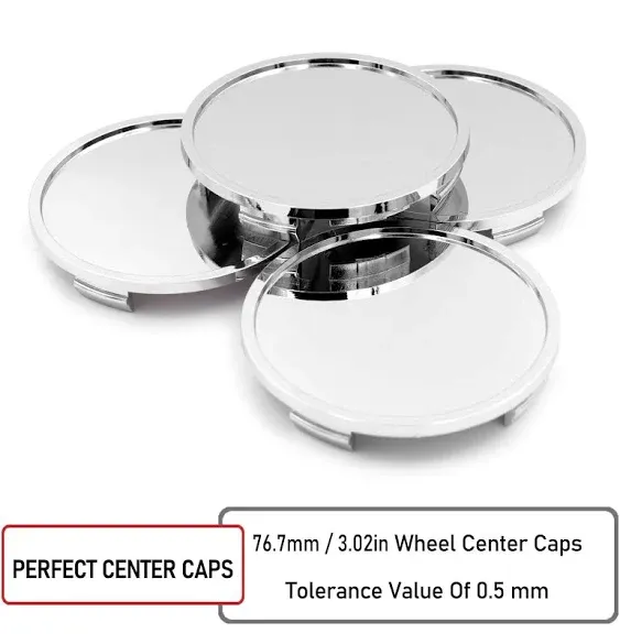 4PCS 3 in Wheel Center Caps Chrome Silver Rim Caps for Auto Wheel Rim Accessories, OD: 3.01”/76.5mm, ID: 2.83"/71.8mm