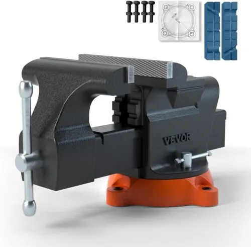 VEVOR 6-inch Bench Vise w/ Anvil Swivel Locking Base Heavy Duty Ductile Iron