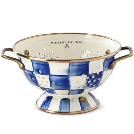 Royal Check Enamel Colander In Small