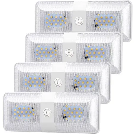 4 Pack Upgraded Super Bright DC 12V Led RV Ceiling Double Dome Light RV Interior