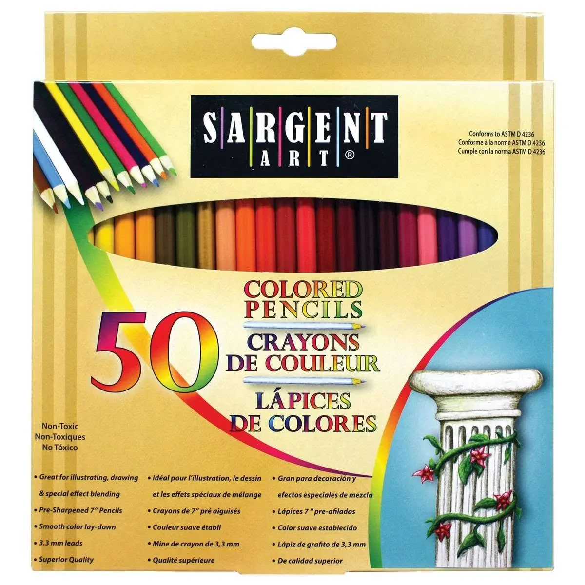 Sargent Art Premium Coloring Pencils, Pack of 50 Assorted Colors, 22-7251