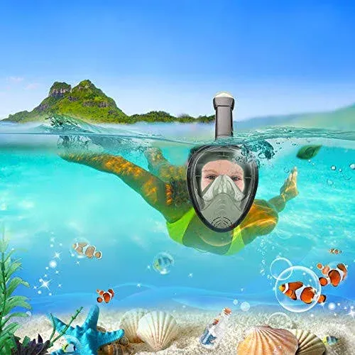 Qingsong Full Face Snorkel Mask, Snorkeling Mask with Detachable Camera Mount ...