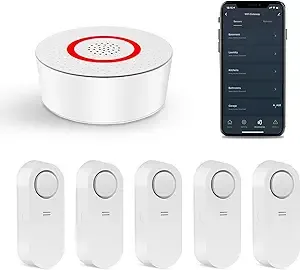 WiFi Water Sensor 5 Pack, Water Leak Detector 120dB Adjustable Alarm and App Alerts, Leak and Drip Alert, Water Sensor Alarm for Basement Bathroom Home (Not Support 5G WiFi) by GRSICO