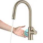 Kraus Oletto Touchless Sensor Pull-Down Single Handle Kitchen Faucet in Spot-Free Antique Champagne Bronze, KSF-2830SFACB