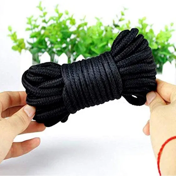 Soft Cotton Rope 32 Feet / 10 Length 1/3 Inch Thick Durable Twisted Rope Cord for Climbing Pack Braid Home Decor(3 Pack, Black)