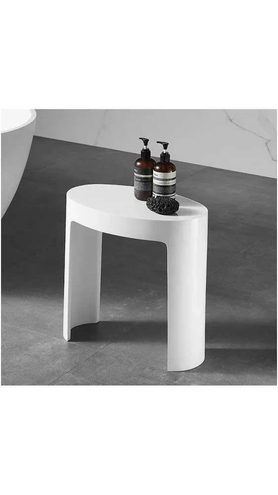 Alfi Brand ABST66 Matte Solid Surface Resin Bathroom & Shower Stool, White