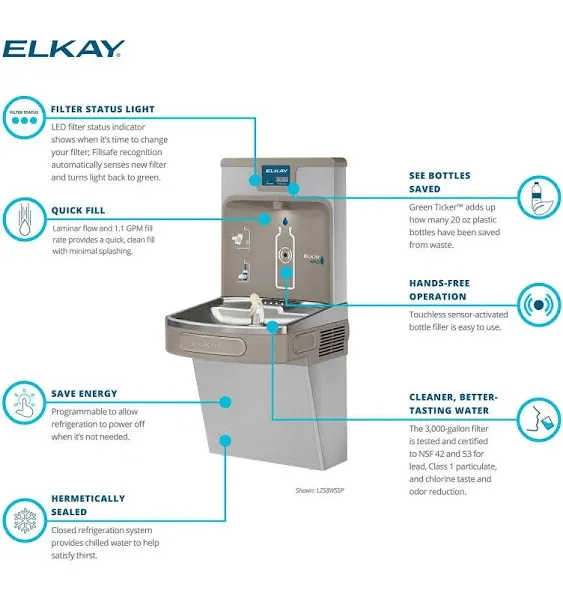 Elkay Bottle Filling Station Stainless Steel 2-Basin Push Button Wall Mount Bottle Filler/Drinking Fountain Lowes.com