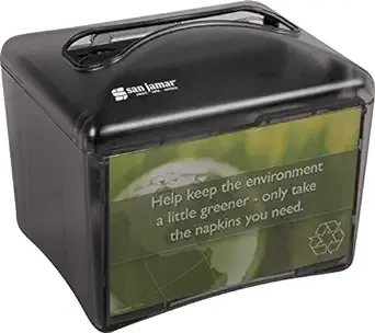 San Jamar H4003TBK H4003 Venue Table Top Interfold Napkin Dispenser, 200 Capacity, Black Pearl