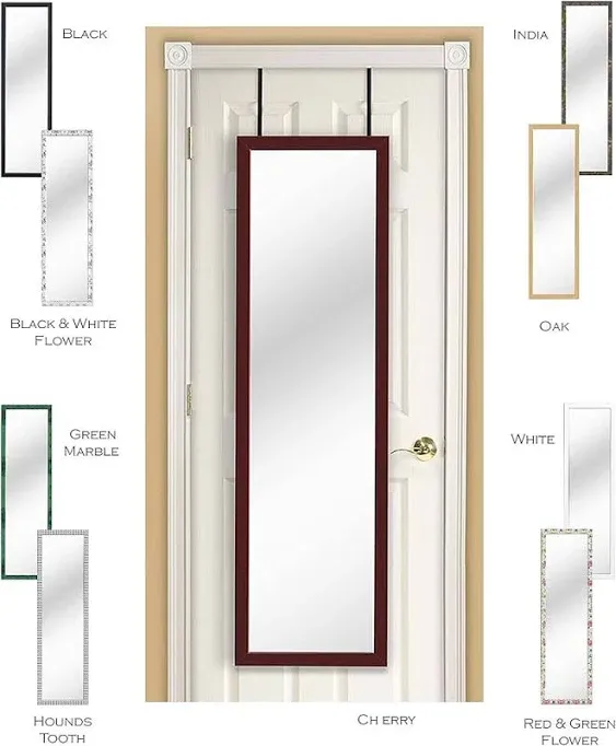 Mirrotek Over The Door Mirror Full Length Mirror 13.7" x 48", Cherry