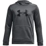 NWT Under Armour Fleece Big Logo Dark Gray Hoodie Pullover Youth Size S