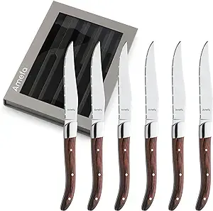 Amefa Royal Steak Knives, Set of 6, Premium Hardened Stainless Steel, Triple ...