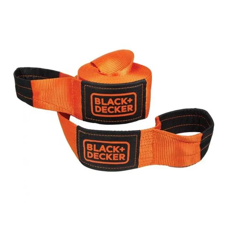 BLACK+DECKER BD1003 Black/Orange 4" x 30' Recovery Strap - Heavy-Duty (20,000 lb Break Strength) for Emergency Off-Road 4x4 Towing