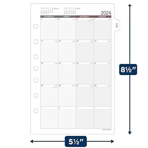 At-a-glance 2024 Monthly (061-685Y) Loose-leaf Planner Refill Desk Size