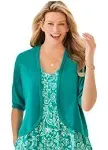 Plus Size Women's Rib Trim Cardigan Shrug by Woman Within in Waterfall (Size 4X)