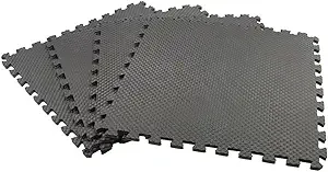 Duräflex by NÖRSK Medium-Duty Reversible Interlocking Foam Floor Tile Mats, 25.2 X 25.2 X .47 Inches, 4-Pack, 16 Square Feet, Black/Gray