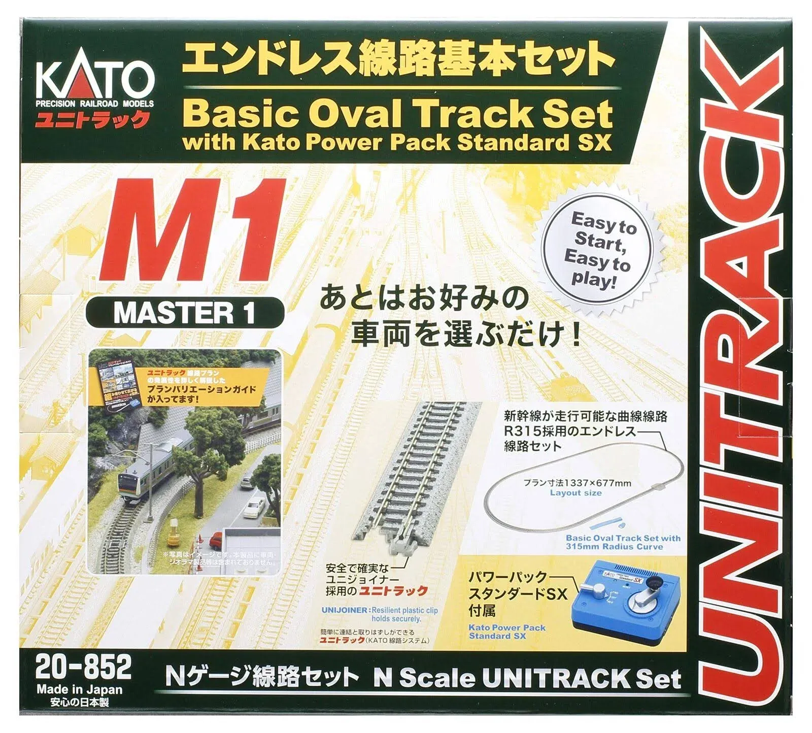 Kato N Scale Unitrack [M1] Basic Oval Track Set with Kato Power Pack Standard SX