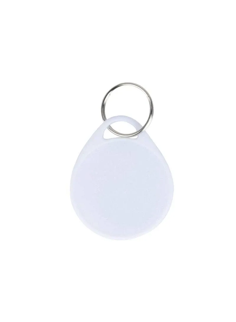 Uniclife 1.5 Inch Tough Plastic Key Tags Sturdy Round White Item Identifiers with Blank Paper Label Stickers and Split Rings, 100 Pack