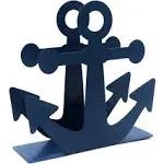 Vintage Metal Nautical Anchor Napkin Holder blue