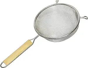 Thunder Group SLSTN5108 8" Wooden Handle Strainer / Single / Stainless / Fine