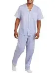 Fruit of the Loom mens Broadcloth Short Sleeve Top and Long Pants Pajama Set