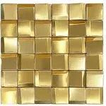 3D Wall Panels Golden 2x2 Metal Mosaic Tile Sheets Backsplash Accent Wall Gold Décor [5 Sheets]