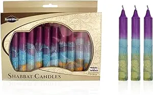 Majestic Giftware/Safed Candles 12-Pack Shabbat Candles - (SC-SHHR-V) | 5 Inch Dripless Handcrafted Traditional Shabbos Candles | Fits Standard Candle Holders (Harmony Violet)