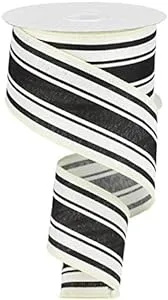 2.5" Black and Ivory Stripe Ribbon