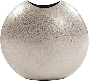 Howard Elliott Collection Frosted Silver Decorative Metal Vase Accent Piece, Large, 15 x 6.5 x 14.25 Inch