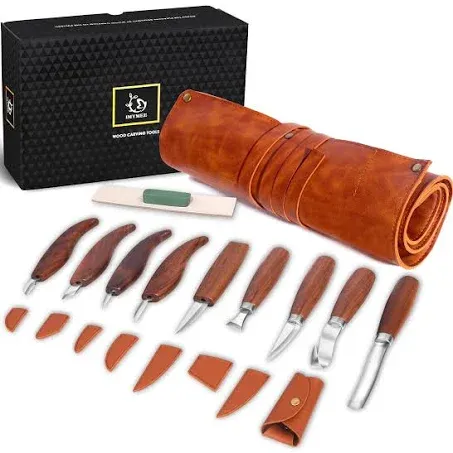 IMYMEE Wood Carving Tools Deluxe-Whittling Knife,Wood Carving Kit,Wood Whittling Kit for Beginners,Spoon Carving Kit,Woodworking Tools Set Large Wood Carving Knife Set