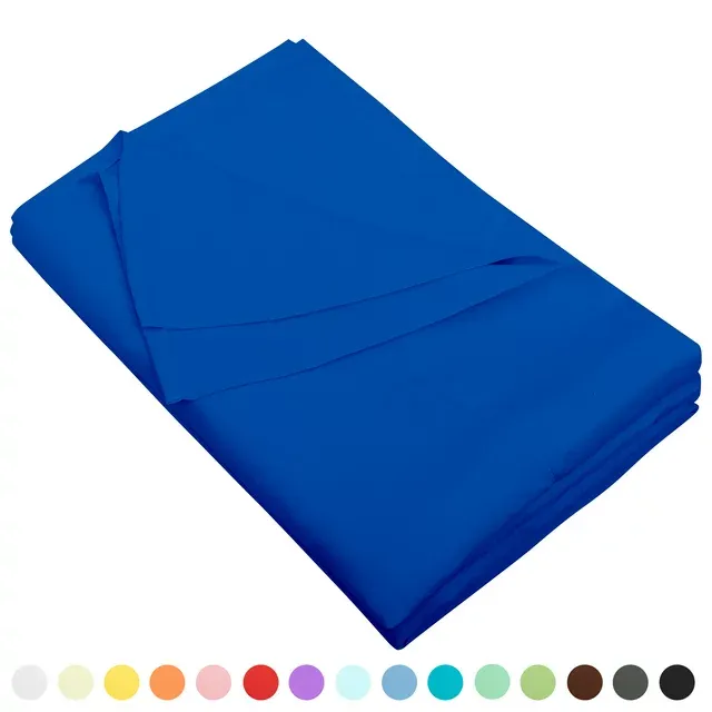 Flxxie 1800 Count Soft Brushed Microfiber Flat Sheet, Shrinkage, Fade Resistant Bedding Top Sheet, Easy Care, Royal Blue, Twin, 66"x96" with 4" hem