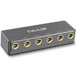 Cubilux Passive 6.35mm Headphones Splitter Box, 1/4” Stereo Multi Audio Distributor, Multiport Quarter Inch TRS TS Aux Splitter for Guitar Signal, Studio Recording, Live Performance, Monitors