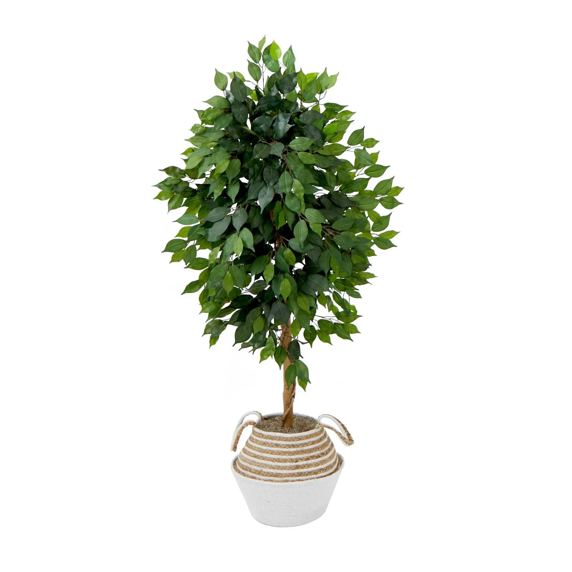 Nearly Natural T4451 4.5 ft. Artificial Ficus Tree with Double Trunk in Handmade ...