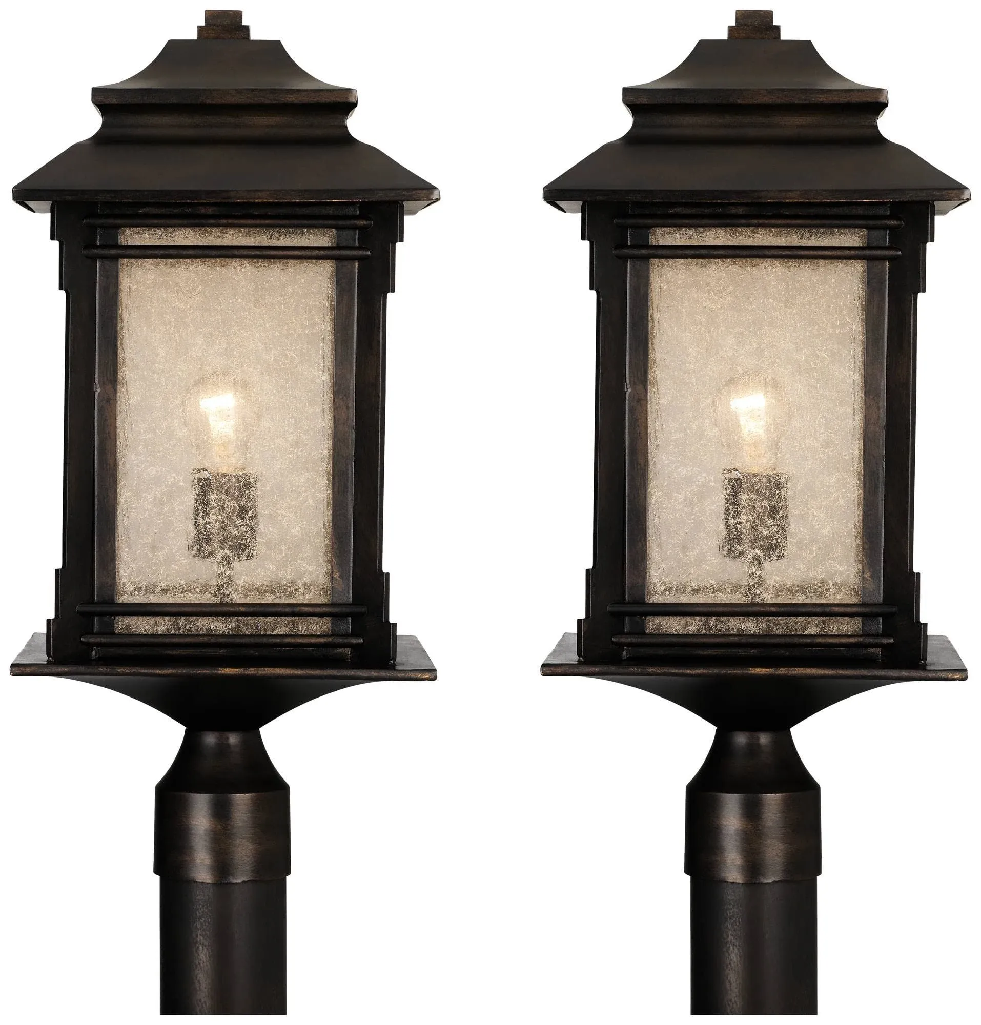 Franklin Iron Works Hickory Point 21 1/2&quot; Outdoor Post Lights Set of 2