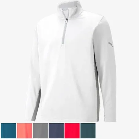 Puma Men's Gamer Golf Quarter-Zip, Bright White