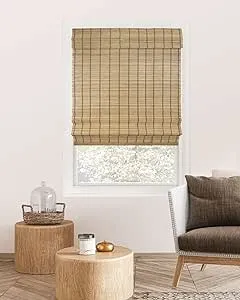 CHICOLOGY Bamboo Roman Shades - Customer Favorite Light Filtering Blinds for Windows, Premium Quality, Ideal for Home, Deer Brown, 36" W X 64" H