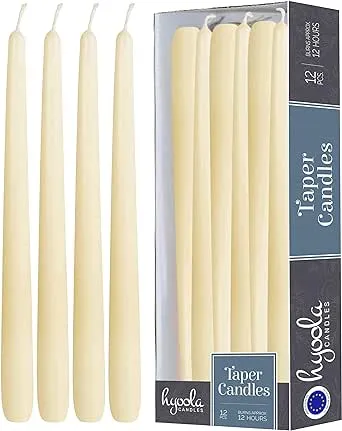 12 Pack Tall Taper Candles - 14 Inch Woolwhite Dripless, Unscented Dinner Can...