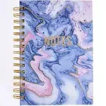 Graphique Blush & Blue Marble Hard Bound Journal, 160 Ruled Pages, Colorful Marble"Notes" Message Cover Embellished w/Gold Foil, 6.25" x 8.25" x 1"