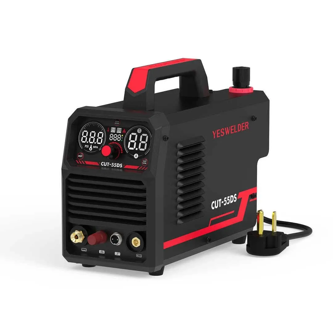 YESWELDER CUT-55DS Plasma Cutter, 55Amp Non-Touch Pilot Arc Air Power, Large Digital Display 110/220V Dual Voltage IGBT Inverter Plasma Cutting Machine with ETL Approved