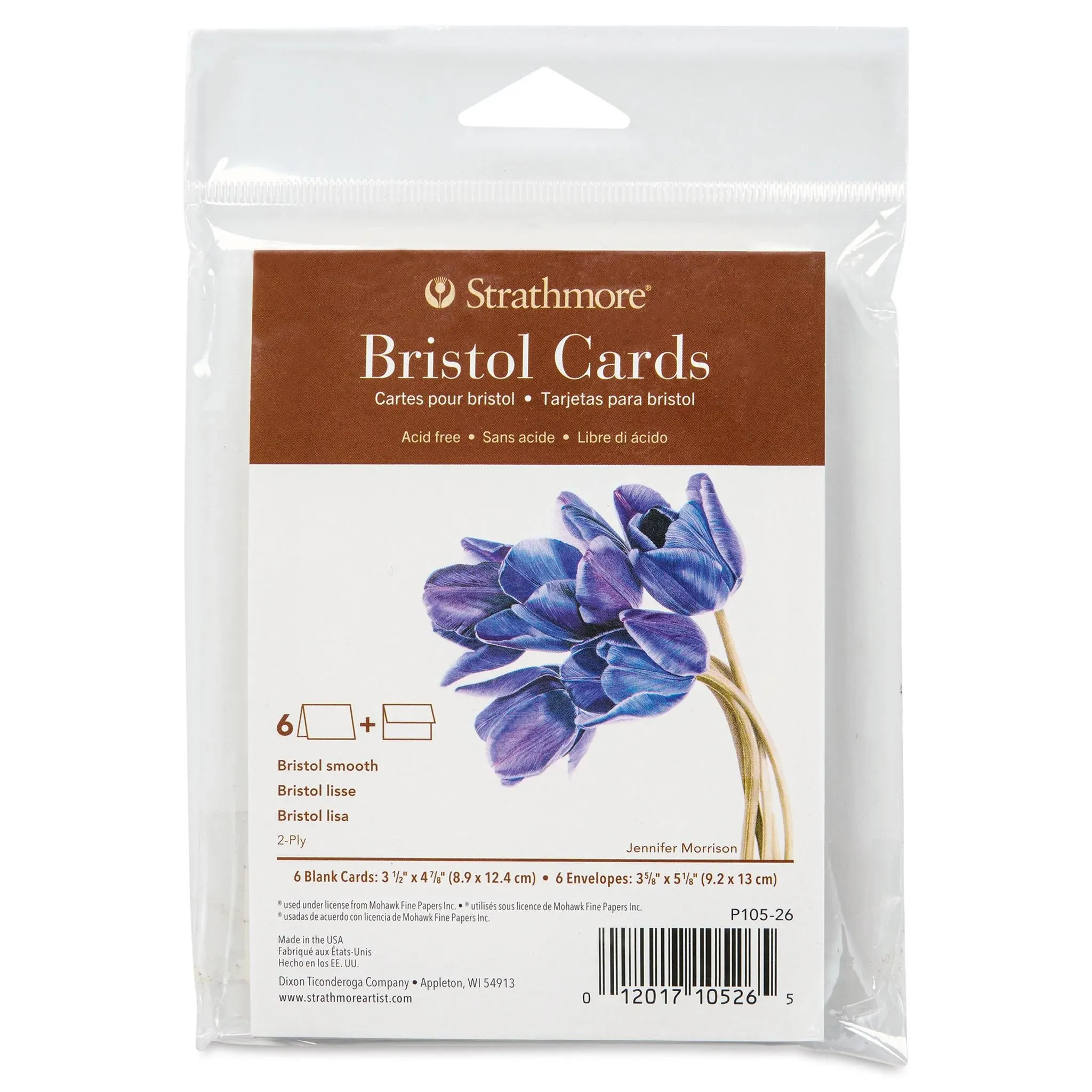 Strathmore 400 Series Cards, Bristol, Announcement Size, 3.5x4.875 inches, 6 Pack, Envelopes Included - Custom Greeting Cards for Weddings, Events, Birthdays