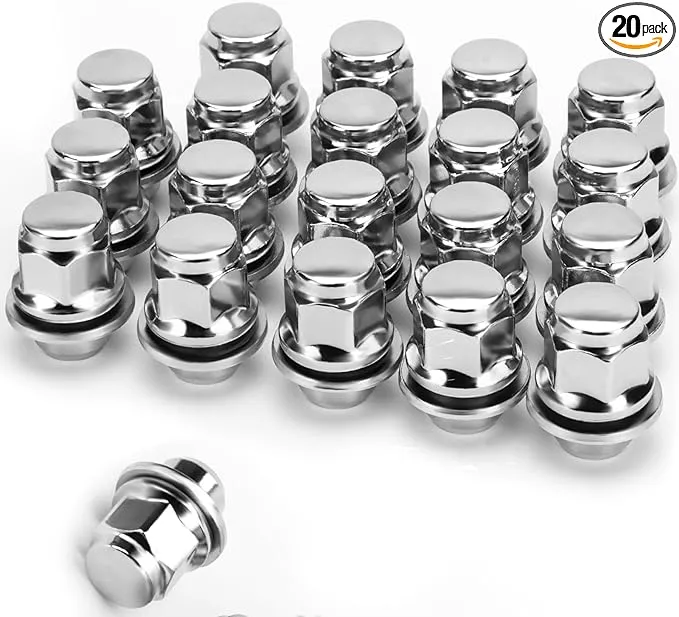 KSP 12x1.5 Lug Nuts 20pcs, 12x1.5mm Wheel Lug Nuts Compatible with Toyota Camry Corolla Tacoma Sienna Lexus IS300 LFA CT200h HS250h GS450h, Closed End Mag Seat Lug Nut with Washer, Set of 20