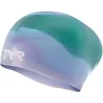 TYR Tie Dye Long Hair Youth Silicone Swim Cap, Purple