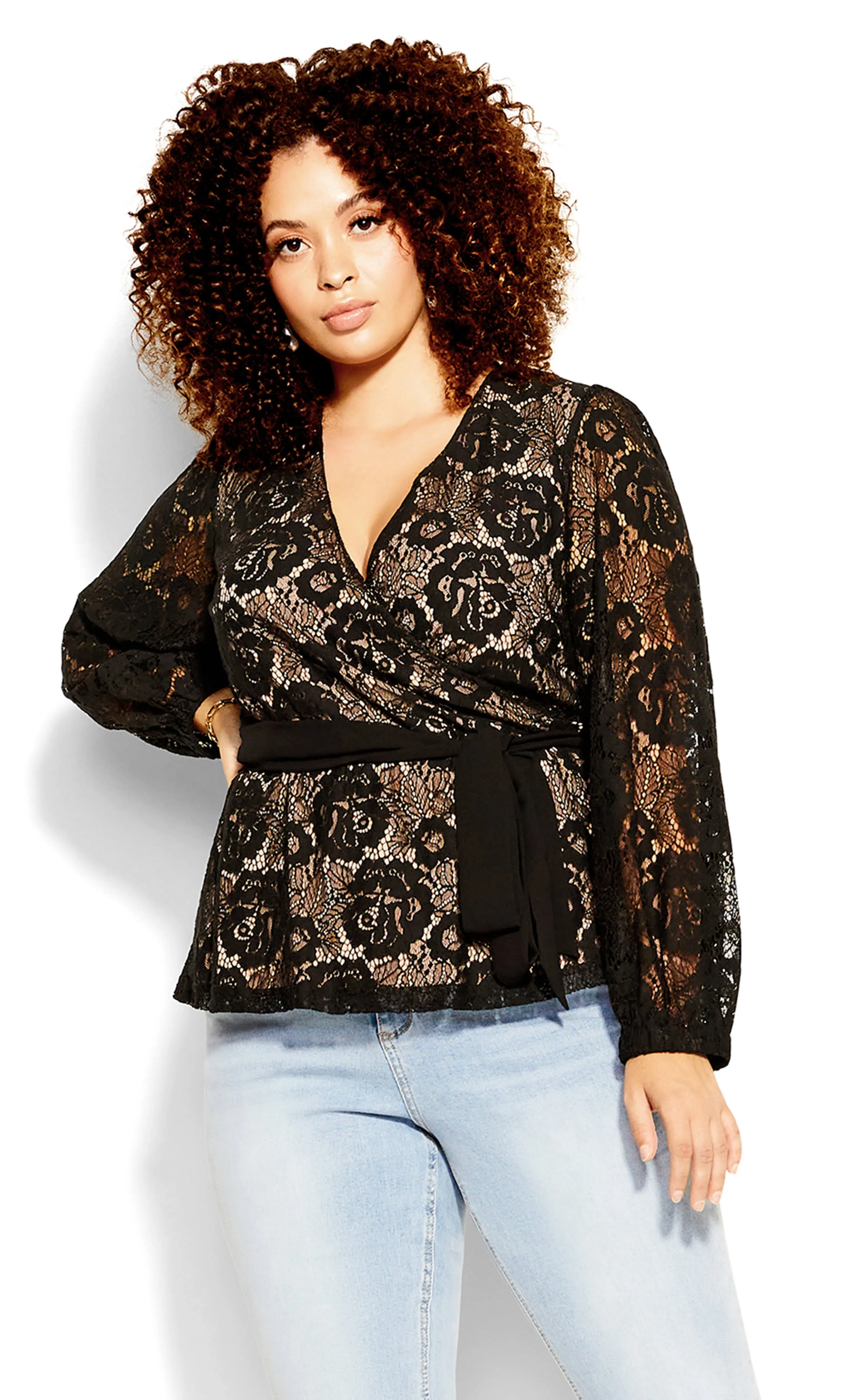 Lace Fly Away Top - black