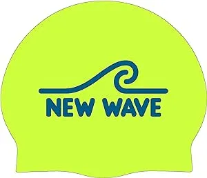 New Wave Swim Cap - Silicone Swim Cap Swim Buoy (Fluo Green)