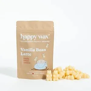 Happy Wax Vanilla Bean Latte Scented Bear Wax Melts - Natural Strong Coffee Scented Wax Melts Infused w/Essential Oils - Non Toxic Wax Melt. Scented Soy Wax Melts for Warmers (8 oz Pouch)