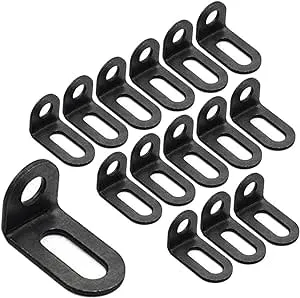 Biaungdo 18x18x30mm/0.7"x0.7"x1.2" Adjustable Right Angle Brackets L-shape Corner Brace Support Black- (15 Pcs)