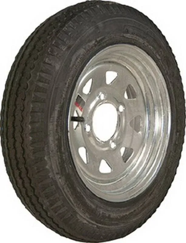 145R12 LRD 8 PR Kenda Karrier Radial Trailer Tire on 12" 5 Lug Galvanized Spoke Wheel