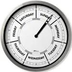 Day of The Week Wall Clock with Aluminum Frame – Calendar Day Clock – Ideal Retirement Gift for Men & Women – 10"