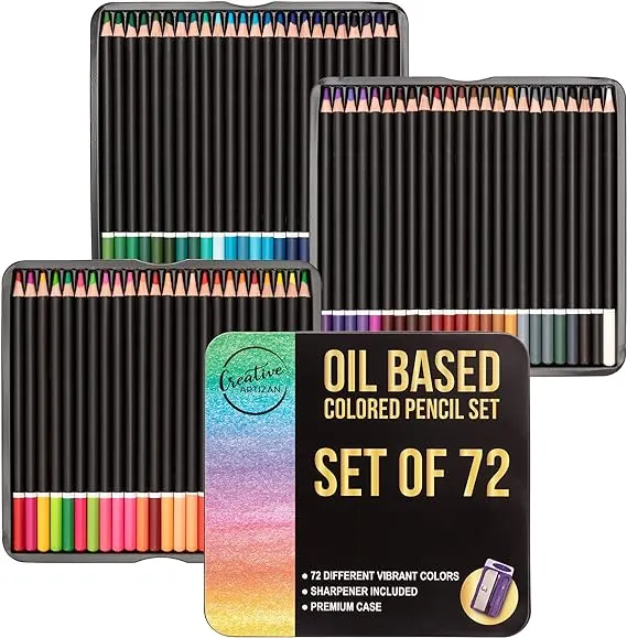 Creative Artizan New Oil Based Colored Pencil Set of 72 with Sharpener &amp; Case