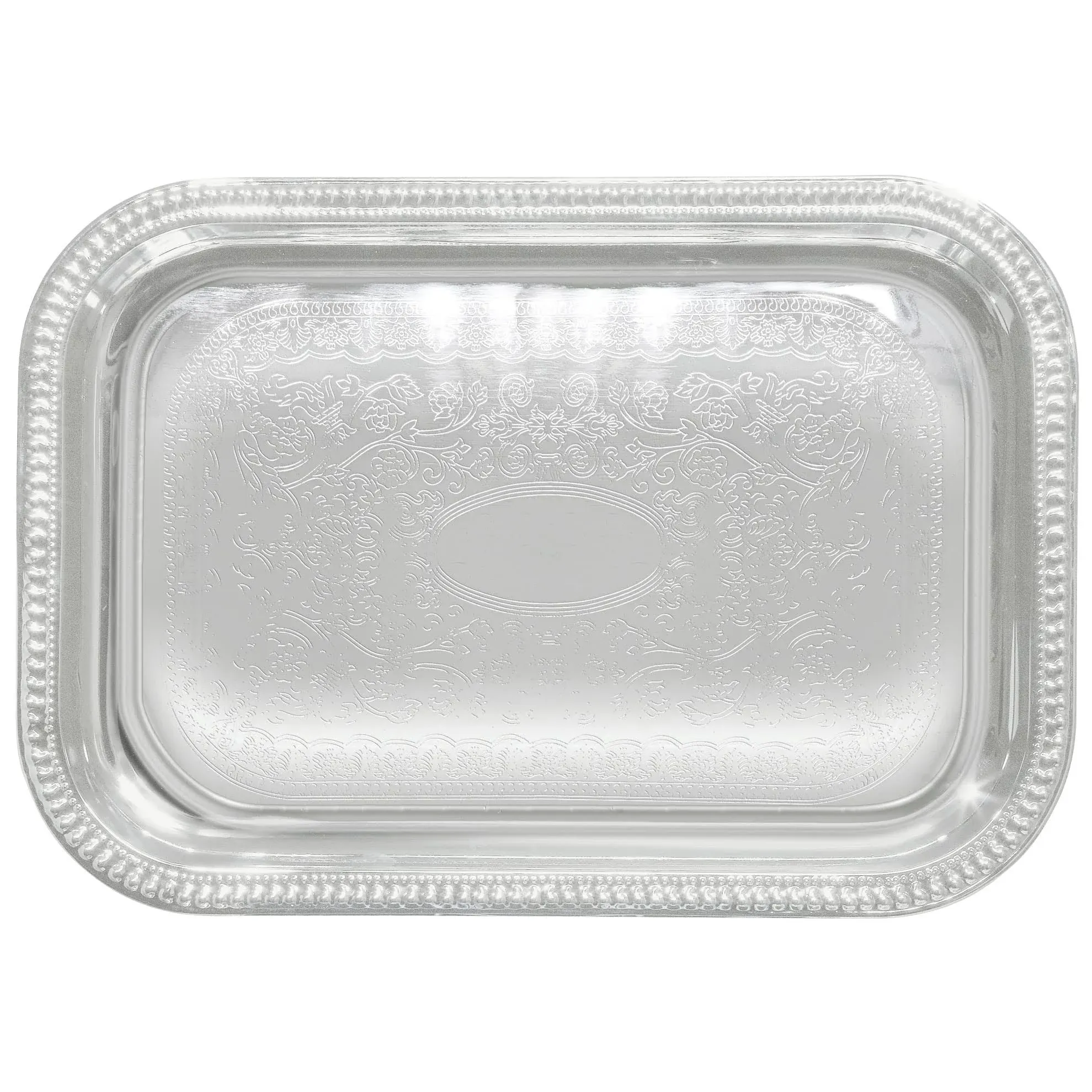 Winco CMT-2014 20" x 14" Rectangular Chrome-Plated Serving Tray